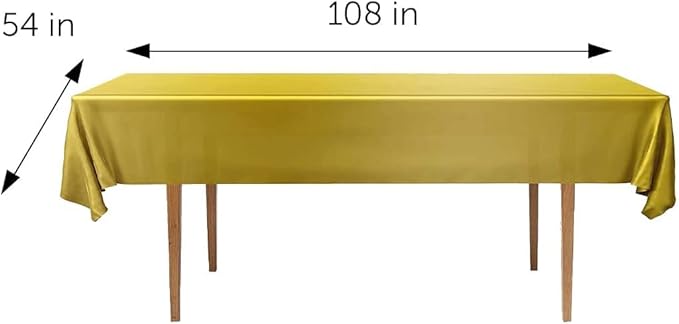 DecorRack 6 Rectangular Tablecloths BPA-Free Plastic, 54 x 108 inch, Dining Table Cloth, Rectangle Table Cover for Parties, Picnic, Camping and Outdoor, Disposable or Reusable, Gold (6 Pack)