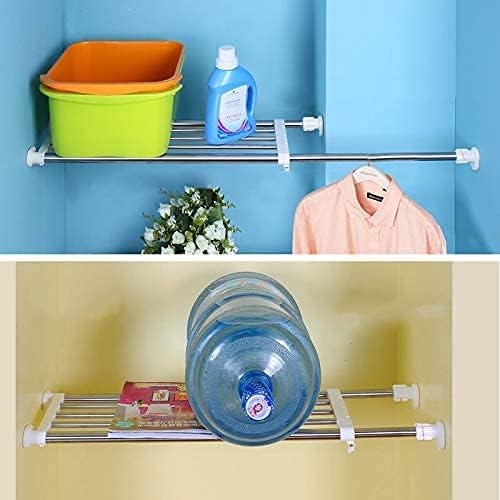 Hershii Expandable Closet Tension Shelf Rod Adjustable Storage Rack Heavy Duty DIY Organizer Divider for Wardrobe Cupboard Kitchen Bathroom