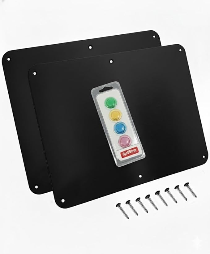 17.5inchX11.5inch Large Stainless Steel Plate for Magnets, 3M Adhesive Back, Mounting Screws, Ideal for Magnetic Shelf, Spice Holders, Colorful Magnets as a Gift. Mount Anywhere! (Black, 2 Pack)