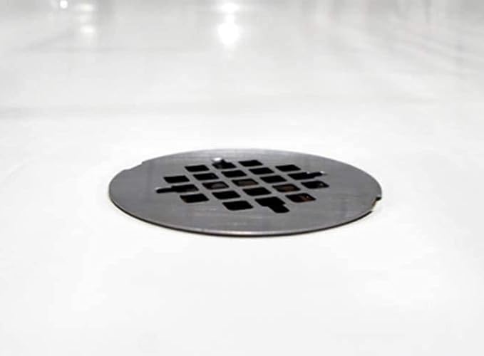 Westbrass A206P-07 2" No-Caulk PVC Compression Shower Drain with 4-1/4" Round Grid Cover, Satin Nickel