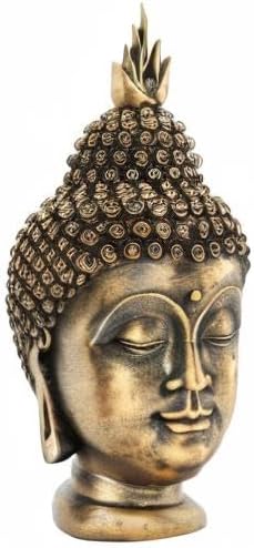 Buddha Head Statue Zen Meditation Decoration, 11 inch Resin Antique Golden Buddha Head Statue for Buddhist Spiritual Altar Decoration Buddhism Gifts