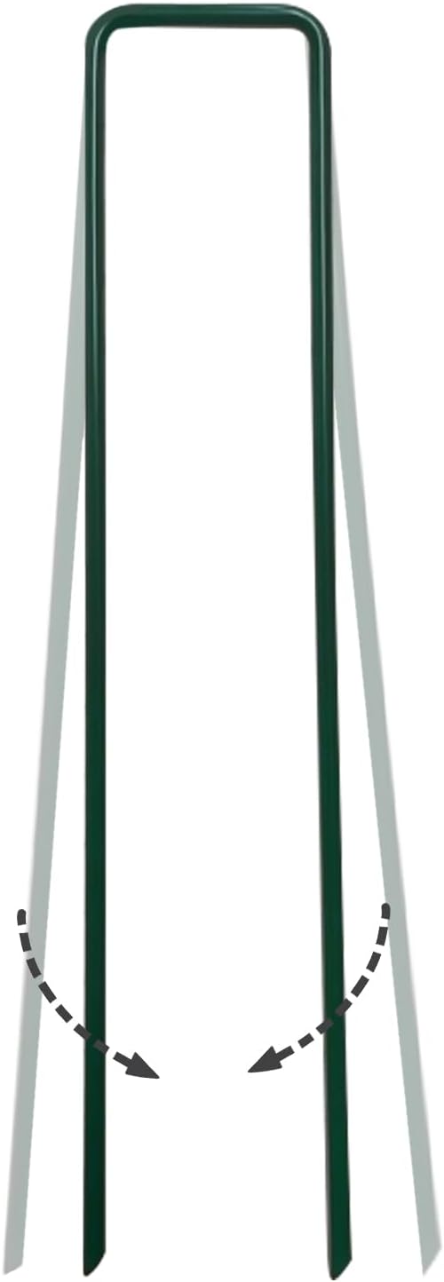 FOTMISHU Landscape Staples 6Inch 130Pcs Garden Stakes + 130pcs Gasket, Lawn Pins with Spray Coating Craft,11Gauge Anti-Rust Ground Yard Spikes Anchoring for Outdoor Tents Irrigation Hoses (Green)