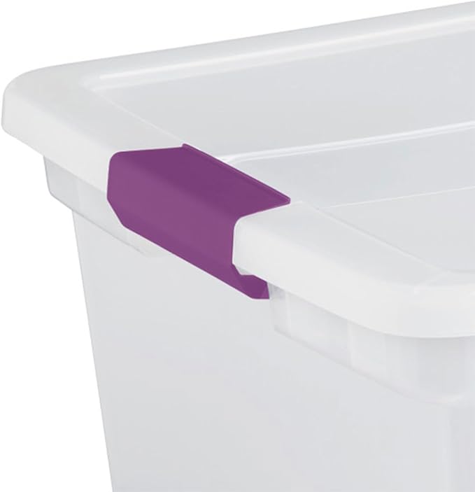 Sterilite 6-Pack Plastic Storage Bin with Latch Lid, ClearView Stackable Containers, 66 Qt