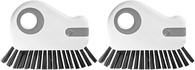 2PCS Car 2 in 1 Groove Cleaning Brush, Multifunctional Vehicle Window Track Cleaner Tool with Hidden Scraper, Auto Crevice Gap Grout Scrub Brush for Sliding Door Track, Universal Fit (Gray)