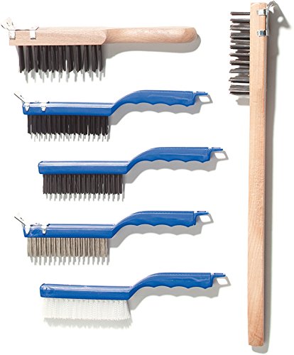 Carlisle FoodService Products 4577900 Heavy Duty Wood Handle Scratch Brush with Scraper, Carbon Steel Bristles, 11" x 2.5"