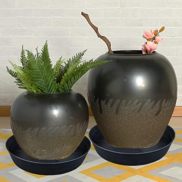 Plant Saucer 12 Inch 2 Pack 10 12 14 16 18 20 25, Plastic Plant Trays for Pots,Extra-Deep Plant Water Dray Tray, Bird Bath Bowl, Heavy Flower Plant Saucers Indoors and Outdoor No Holes