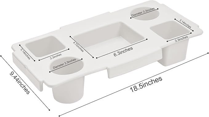 Tote Topper Tray Accessories for Bogg Bag Large Only – Waterproof EVA Table Top Organizer Lid with Cup Holder, Snack, Phone & Drink Holders for Beach, Pool, Picnic, Travel (White)
