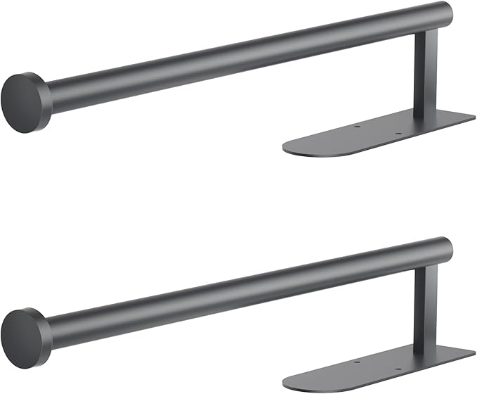 Paper Towel Holder, Self Adhesive or Screw Mounting, 2Pcs Grey Wall Mount SUS304 Stainless Steel Paper Towel Holder Under Cabinet for Kitchen, Counter, Cabinet, Bathroom