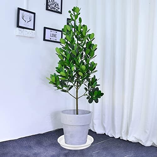 Bleuhome 4 Pack of 14 inch Plant Saucers, Plant Saucer 14" Round, Plastic Plant Tray for Flower Pots, White Planters for Indoor Plants, Plant Trays for Planter 12-15" (14", Creamy White)