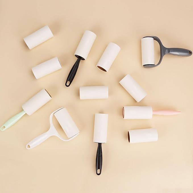 Lint Rollers for Pet Hair Extra Sticky Lint Roller for Clothes Lint Removal 4 Sticky Rolls with 2 Handles (Black/Black Handles & 4 Refills)