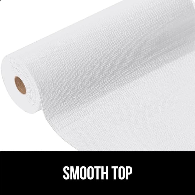 GORILLA GRIP DripGuard Shelf Liner, Non-Adhesive Drawer and Kitchen Cabinet Protector, Strong Grip Slip Resistant Underside, Smooth Surface Liners for Cabinets, Bathroom Closets, 17.5x240 Inch, White