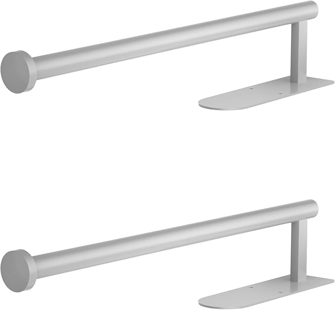 Paper Towel Holder, Self Adhesive or Screw Mounting, 2Pcs White Wall Mount SUS304 Stainless Steel Paper Towel Holder Under Cabinet for Kitchen, Counter, Cabinet, Bathroom