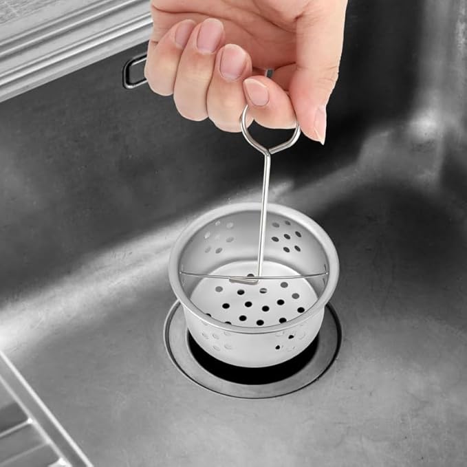 Drain Removal Tool, Premium SUS304 Stainless Steel Drain Wrench, for Bathtub Shower Linear Drain Plug Extractor & Cleaning with Adhesive Hooks 2Pcs