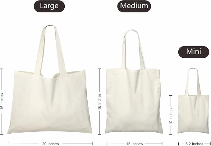 NPBAG 15 Pack 8.2'' X 10'' Mini Natural Cotton Tote Bags, Small Lightweight Blank Bulk Cloth Bags with 1pc of PTFE Teflon Sheet - Perfect for Parties Holidays
