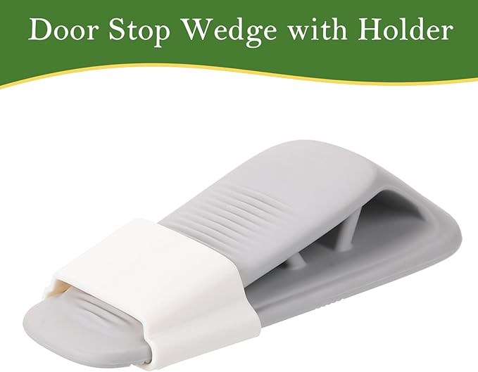 Fursafe&Q Rubber Door Stoppers for Bottom of Door, Door Stop Wedge with Holder, Heavy Duty Doorstops 8 Pack, Wall Protector for Home & Office & School & Commercial Doorstop Keep Open Stack Grey