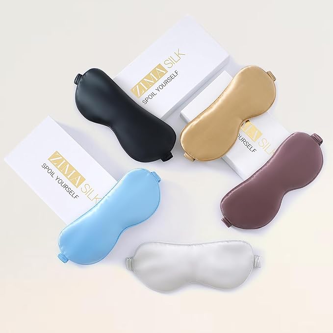 ZIMASILK Adjustable 100% 22 Momme Mulberry Silk Sleep Mask for Sleeping, Filled with Premium Mulberry Silk, Softest & Breathable Eye Sleeping Mask (Sky Blue)