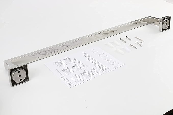 TocTen Bath Towel Rack - Square Base Thicken SUS304 Stainless Steel Towel Bar for Bathroom, Bathroom Accessories Towel Rod Heavy Duty Wall Mounted Towel Holder. (Polished Chrome, 36)