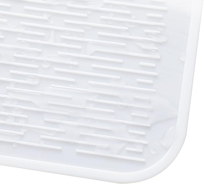 Silicone Dish Drying Mat for Multiple Usage, Easy Clean, Eco-friendly, Heat-resistant Silicone Mat for Kitchen Counter or Sink, Refrigerator or Drawer Liner White 3XL 28 inches x 18 inches