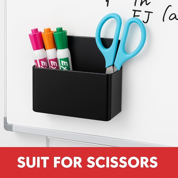 BEYGORM 2 Pack Plastic Magnetic Pen Holder for Refrigerator, Dry Erase Marker Holder for Whiteboard,Magnet School Locker Organizer Accessories, Pencil Cup, Pen Caddy, Classroom Organization(Black)