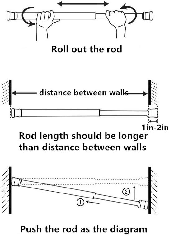 6 Pack Cupboard Bars Tension Rods, 21.6-35.4 Inch Spring Tension Rods Steel Adjustable Tension Curtain Rod Shower Rod Closet Rod Window Rods (Wood Grain)