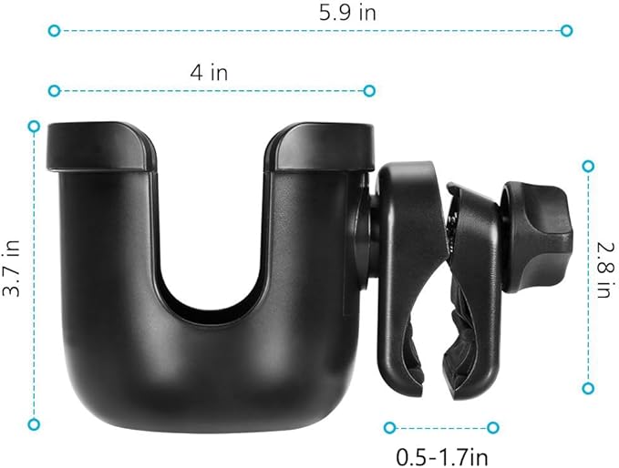 Accmor Stroller Cup Holder, Universal Cup Holder for Uppababy Nuna Doona Strollers, Bottle Drinks Holder for Wheelchair, Walker, Bike, Scooter
