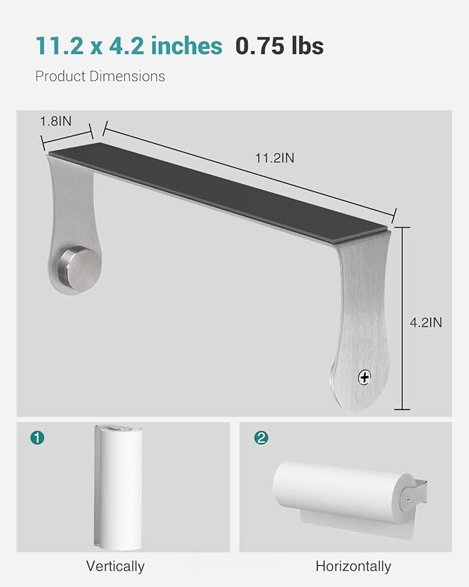 Magnetic Paper Towel Holder for Fridge, Silver Paper Towel Holder for Kitchen, Strong Magnet for Refrigerator, RV, Garage, BBQ, No Drilling, Kitchen & Bathroom Organizers and Storage