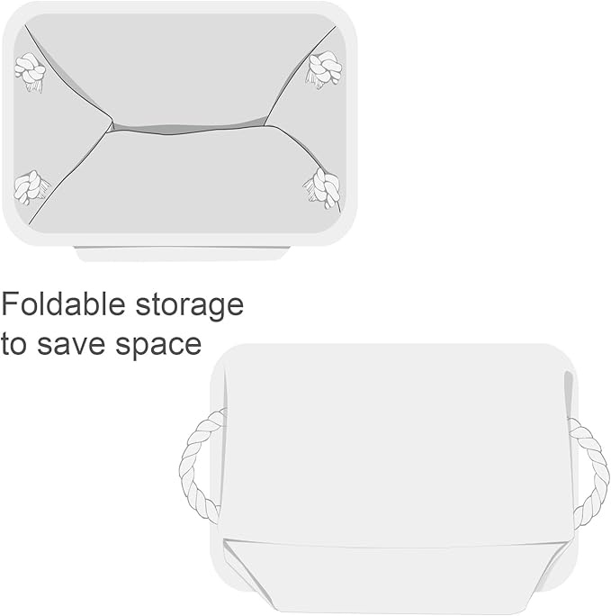 TheWarmHome Storage Basket for Gifts Empty - Large 3 Pack 15.7x11.8x8.2 inch Storage Basket for Organizing with Handles, Canvas Storage Bins for Organizer Closet Toy Cubes Gift (White)