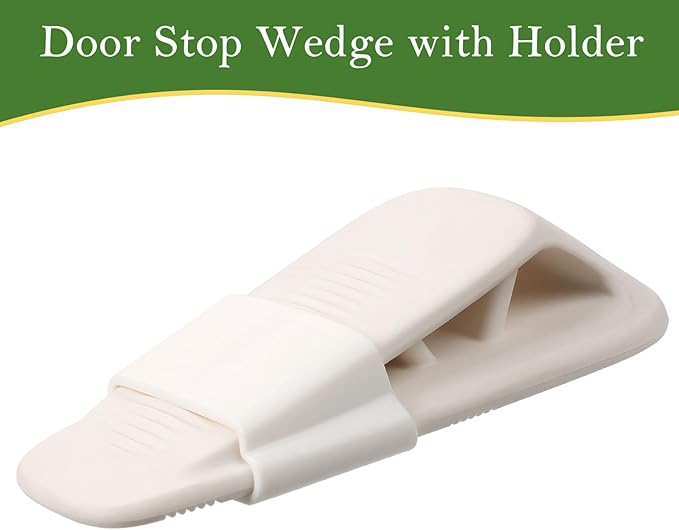 Fursafe&Q Rubber Door Stoppers for Bottom of Door, Door Stop Wedge with Holder, Heavy Duty Doorstops 4 Pack, Wall Protector for Home & Office & School & Commercial Doorstop Keep Open Stack White