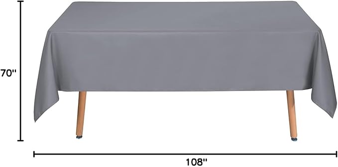 sancua Rectangle Tablecloth - 70 x 108 Inch - Stain and Wrinkle Resistant Washable Polyester Table Cloth, Decorative Fabric Table Cover for Dining Tables, Buffet Parties and Camping, Light Grey