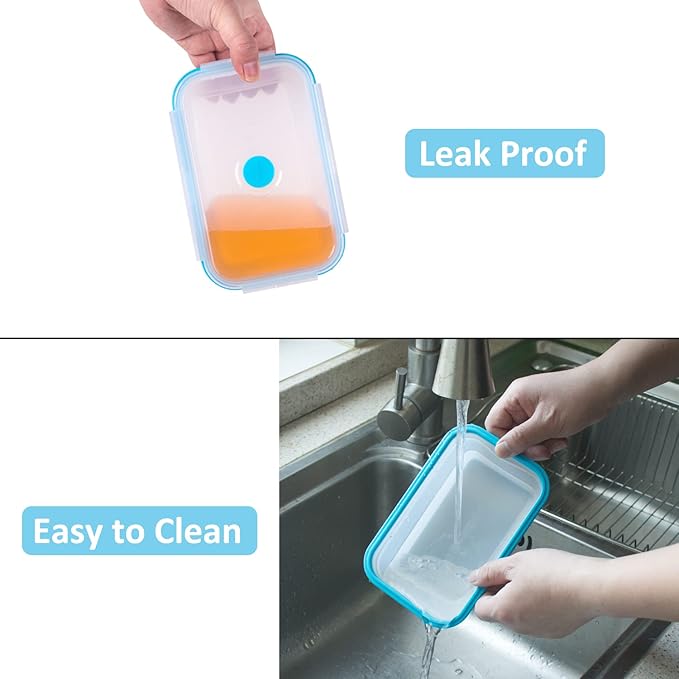 Collapsible Food Storage Containers with Airtight Lid & Vent, 27oz, Kitchen Stacking Silicone Collapsible Meal Prep Container Set for Leftovers, Microwave Freezer Dishwasher Safe, Translucent, Set of 4