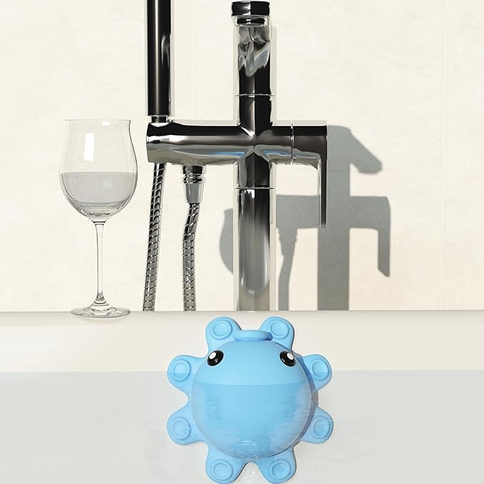 Bathtub Overflow Drain Cover - Silicone Bathroom Overflow Cover for Bath Tub, Bathroom Spa Accessories, Adds Inches of Water for Deeper Bath,Baby Blue