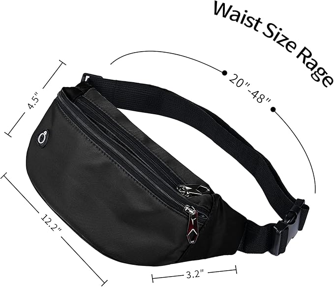 Fanny Packs for Men and Women, Waterproof Sports Waist Pack Bag for Travel Hiking Running Hands-free