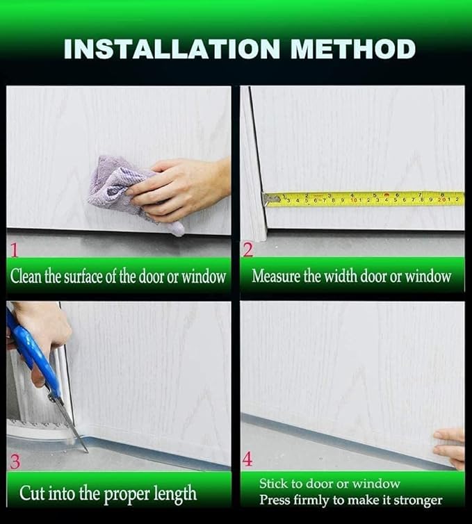 Weather Stripping Door Seal – 33ft Flexible Silicone, Strong Adhesive, Seals Medium Gaps for Winter Cold Draft Protection and Energy Efficiency
