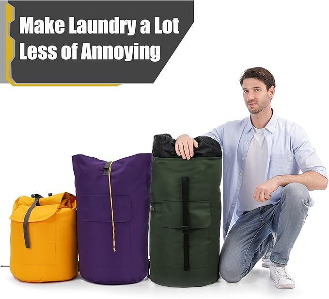 Backpack Laundry Bag, 115L Heavy Duty Extra Large College Laundry Backpack, Dirty Clothes Bag with Shoulder Straps, Laundry Hamper Bag with Drawstring Closure for College Dorm, Apartment Purple