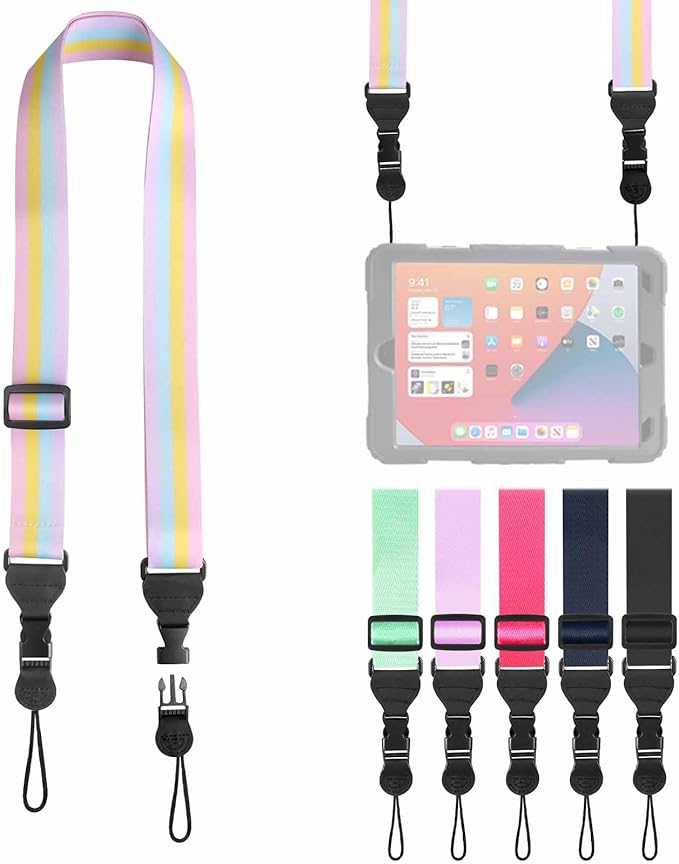 Adjustable Shoulder Strap, Nylon Camera Strap, Comfortable Neck Strap for iPad, Cellphone Tablet, Camera, Laptop, Binocular, Luggage Bag (Rainbow Colors Universal Lanyard)