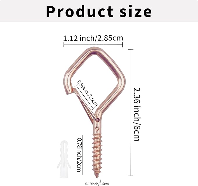20PCS Eye Screw Hooks for Hanging Heavy Duty with Safety Buckle. Metal Ceiling Hooks for Hanging Plants, Cups, Wind Chimes, Bird Feeders, String Lights Indoors & Outdoors, 2.36 Inch (No Drill Bit)