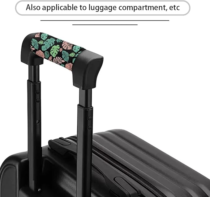 KUIFORTI Palm Leaf Luggage Handle Wrap Grip for Suitcase, 2 Pack Luggage Identifiers Marker Soft Trolley Case Grip Cover Set Leaf Print