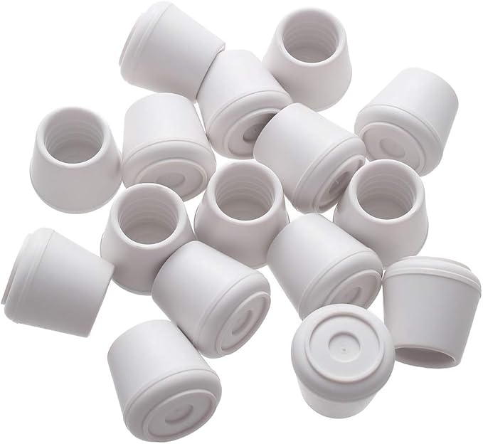 Furnigear Chair Leg Tips Caps Non-Slip Rubber Leg Tips 1-1/4” Inner Diameter Chair Leg Floor Protectors Round White, 24 Pack