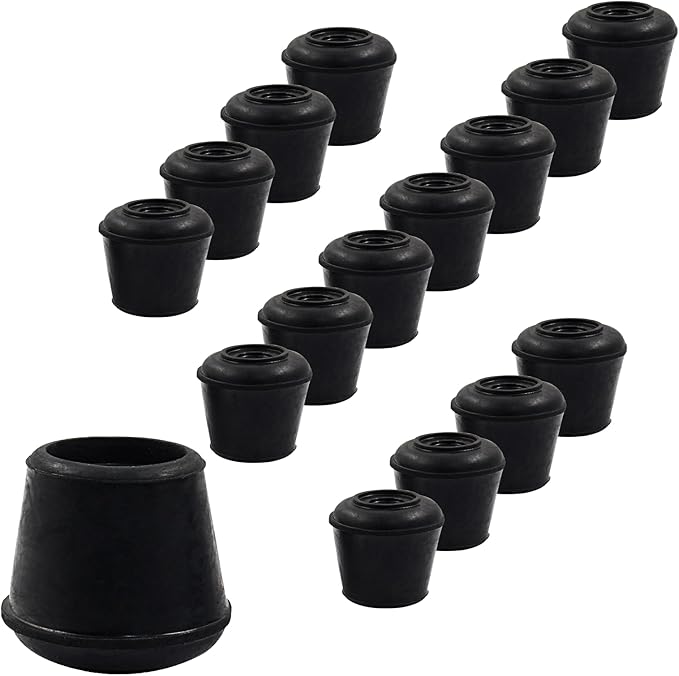 16pcs 3/4 Inch Round Chair Leg Tips Caps, Non-Slip Rubber Chair Leg Floor Protectors, Black Furniture Leg Caps Fit for 0.7"-0.75" (18-19mm) Diameter Round Feet