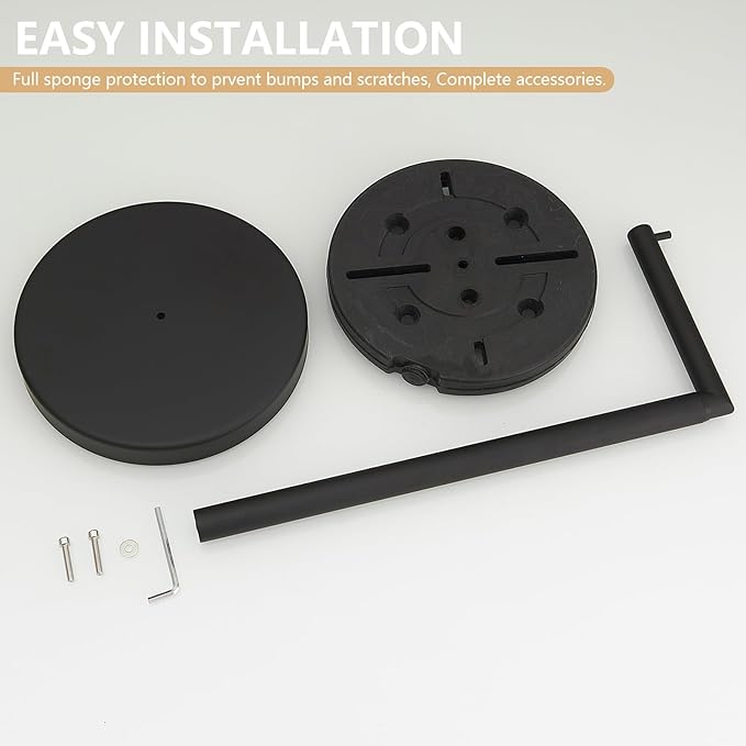 Toilet Paper Holder Stand for Floor Matte Black Adjustable (14.6" to 25.7") Bathroom Freestanding Toilet Paper Roll Holder Stainless Steel Toilet Tissue Holder with Heavy Weighted Base