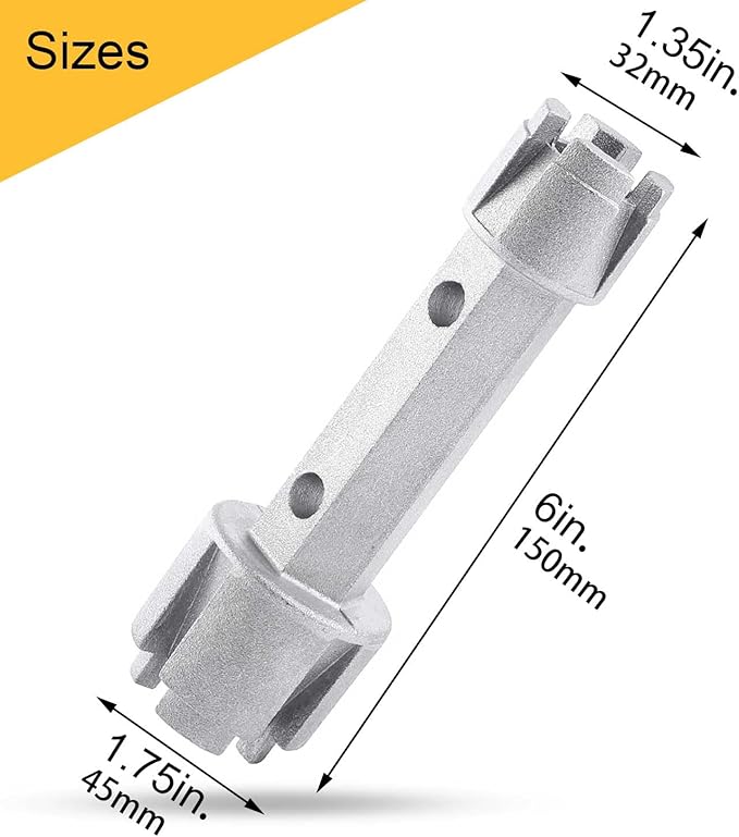 Hanpex Tub Drain Remover Wrench - Dual Ended for Bath & Shower Drains, Closet Spuds - Heavy Duty Aluminum