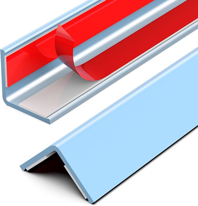Frychee Wall Corner Protector, Walls Edge Protector, Self-Adhesive Wall Corner Guards, PVC Double-Sided Edge Protector, Furniture Stairs Guard (Blue 2PCS 100cm/39.37in)