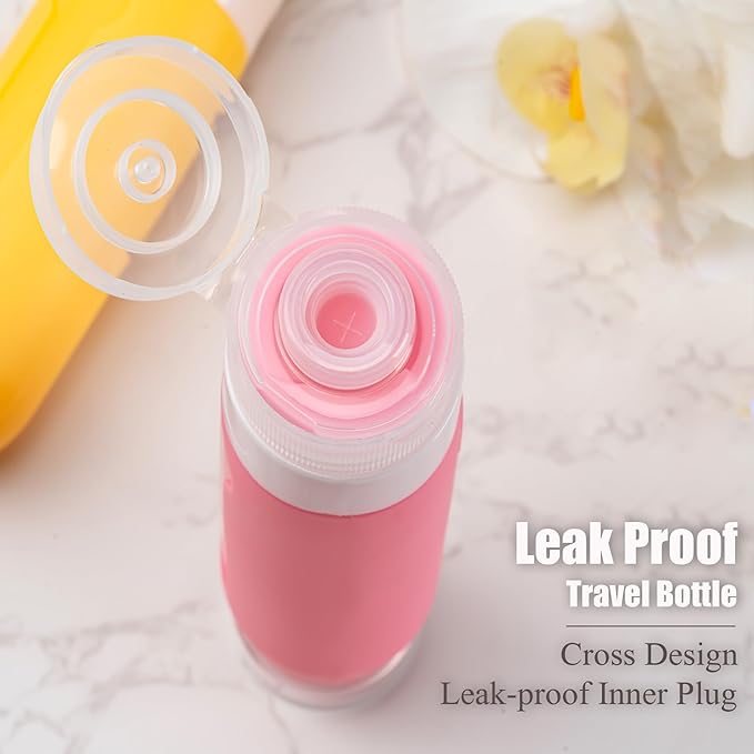 MODENGKONGJIAN Travel Bottles for Toiletries,TSA Approved Silicone Squeezable Travel Shampoo Bottles, 3oz Leak Proof Refillable Toiletry Cosmetic Containers (15 Pcs/Colorful)