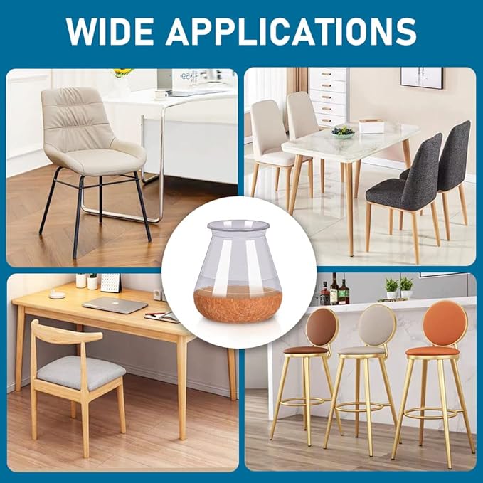24 Pcs Chair Leg Floor Protectors PISAO, Silicone Chair Leg Protectors Caps Covers for Hardwood Floors, Furniture Pads Sliders with Wrapped Felt Bottom Large (Fit:1.19"-1.57")
