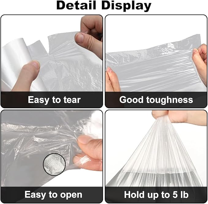 12" x 20" Food Bags, Fresh-Keeping Plastic Produce Bags Roll, Clear Plastic Bag for Food, Bread, Refrigerator Storage, Kitchen, Supermarket, 1400 (4 rolls x350)