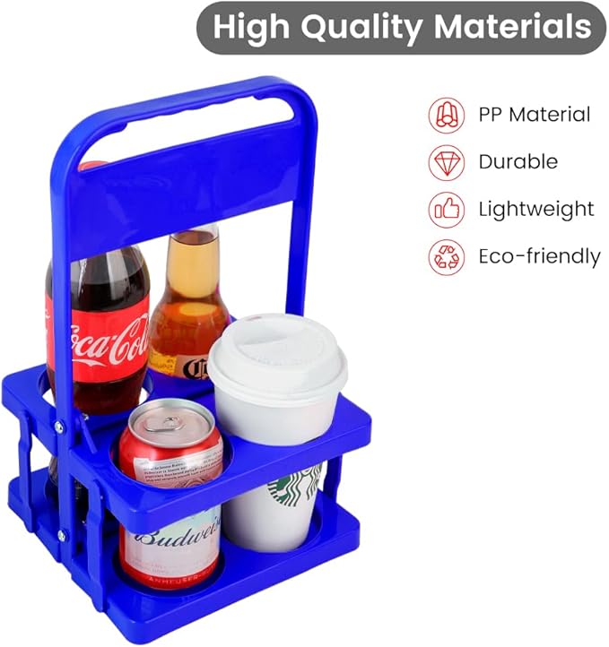 musbus Reusable Drink Carrier with Handle for Delivery Drivers, Portable Cup/Coffee Holder Accessories for Delivery, Foldable Drinks Caddy with Tray, Car Durable Plastic Festive Bottle, Vacation