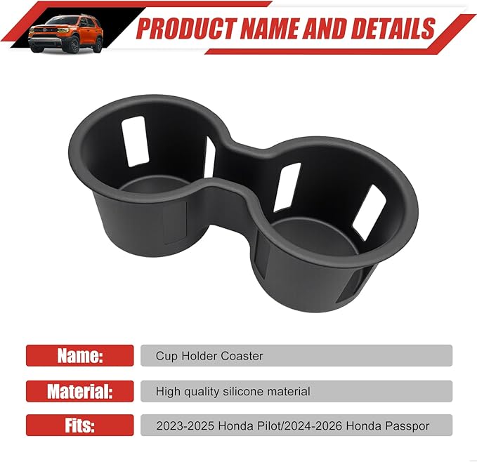 Cup Holder Coaster Fit for 2023-2025 Honda Pilot& 2024-2026 Passport/Ridgeline Accessories Cup Holder Mat Pad Inserts Interior CupHolder Liner for 2024 Pilot(for Pilot/Passport/Ridgeline)