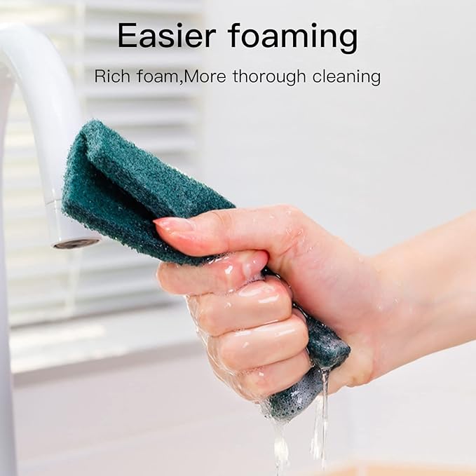 GUEICN Heavy Duty Scour Pads Sponge Dish Scrubber Non-Scratch Green Reusable Household Scrub Pads for Kitchen and Dish Cleaning Tool (24Pcs)