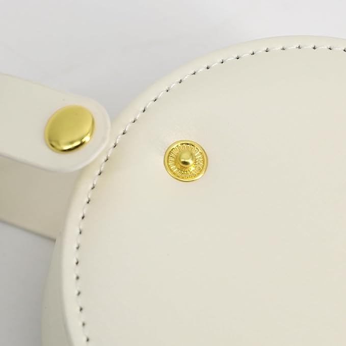 COLLECTIVE HOME - Travel Jewelry Case, Elegant Half-Moon Design with Gold Monogram, Detachable Handle, Personalized Accessory Organizer, Gift for Fashion-Forward Women and Teens (p)