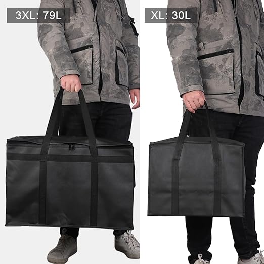 2PK Insulated Food Delivery Bag, XXX-Large Insulated Grocery Bags, Cooler bags, Food Carrier Catering Bag, Commercial Food Warmer bag for Delivery Drivers, Black